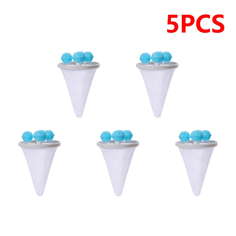 1-5PC Washing Machine Hair Filter Floating Pet Fur Lint Hair Removal Catcher Reusable Mesh Dirty Collection Pouch Cleaning Balls