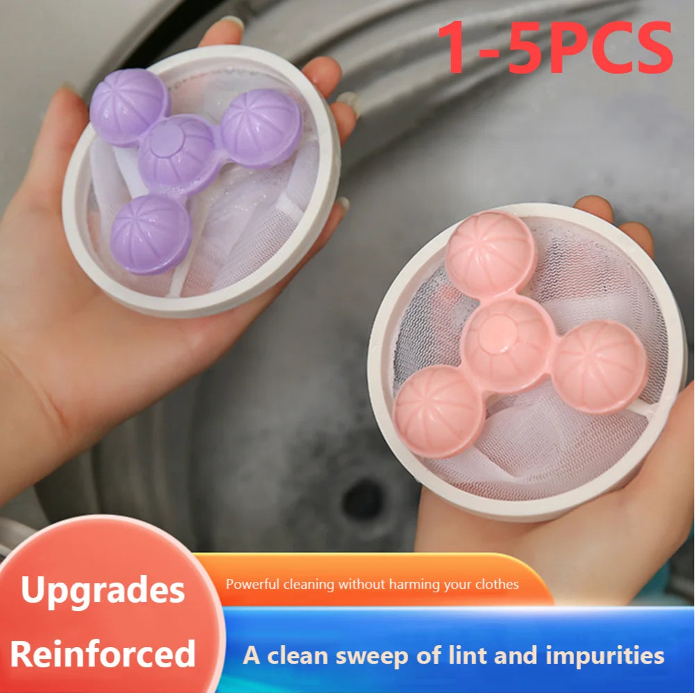 1-5PC Washing Machine Hair Filter Floating Pet Fur Lint Hair Removal Catcher Reusable Mesh Dirty Collection Pouch Cleaning Balls