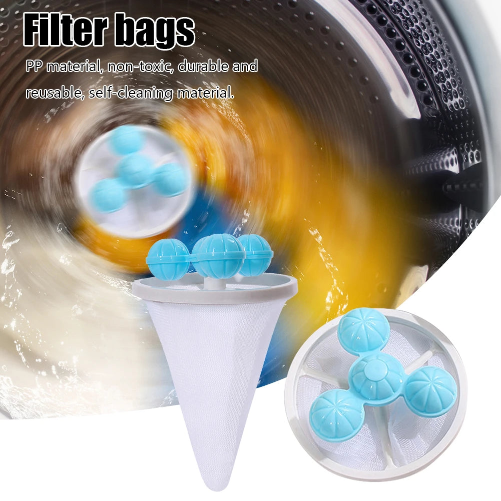 1-5PC Washing Machine Hair Filter Floating Pet Fur Lint Hair Removal Catcher Reusable Mesh Dirty Collection Pouch Cleaning Balls