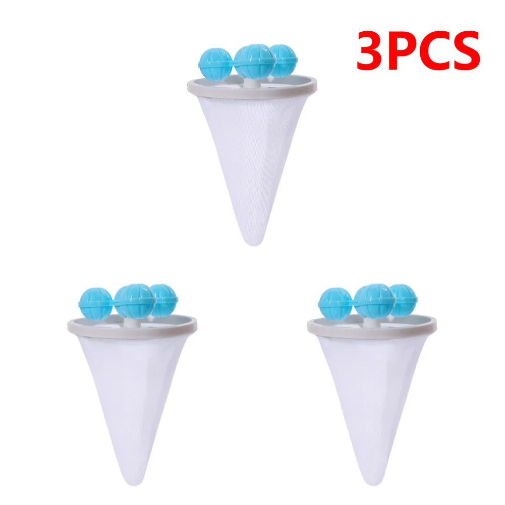 1-5PC Washing Machine Hair Filter Floating Pet Fur Lint Hair Removal Catcher Reusable Mesh Dirty Collection Pouch Cleaning Balls